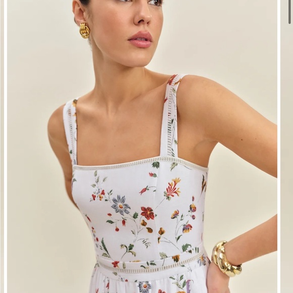Reformation Dresses & Skirts - Reformation White Dress with Multicolor Floral Design